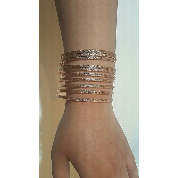 Mia Collection Kim Min Sun Rose Gold Bangle Bracelets - 10 Strand Set New Tags - Picture 1 of 4